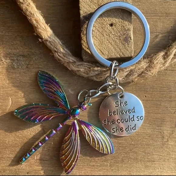Motivational Dragonfly Keychain - Picture 3 of 4